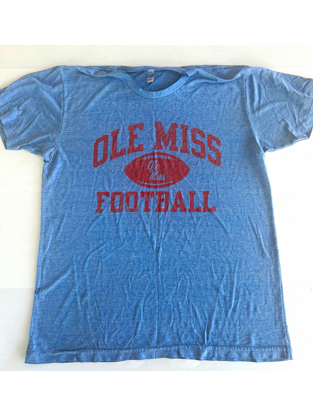 Soffe Ole Miss Rebels Football Blue Graphic T-Shirt Shirt Size L Athletic Dept